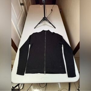 HUGO BOSS ZIP-UP Sweater in Cotton and Virgin Wool Sz L $348 damage zipper